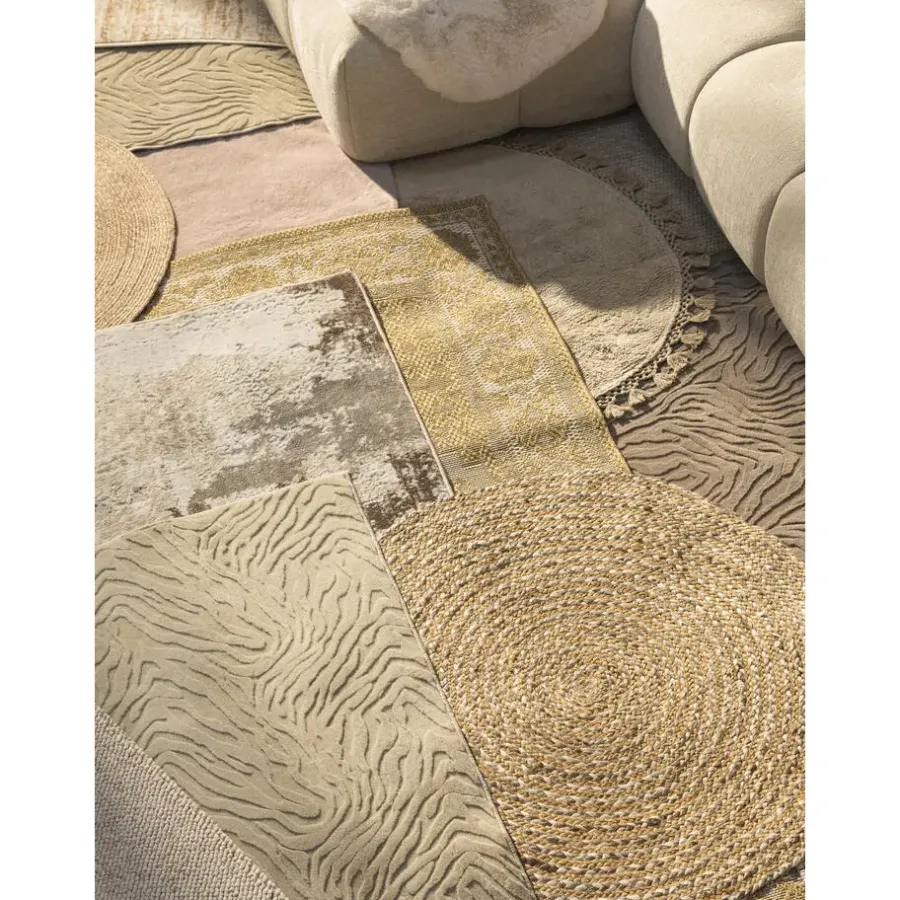 Vloerkleden|Jute Vloerkleden-Leen Bakker Vloerkleed Madras - naturel - Ø100 cm