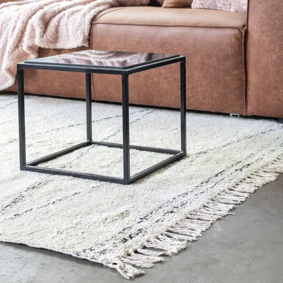 Vloerkleden-Giga Meubel Vloerkleed 120x180 - Beige & Zwart - Katoen Polyester - Vloerkleed Kabah - Giga