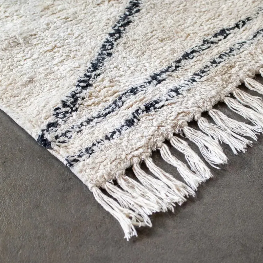 Vloerkleden-Giga Meubel Vloerkleed 120x180 - Beige & Zwart - Katoen Polyester - Vloerkleed Kabah - Giga