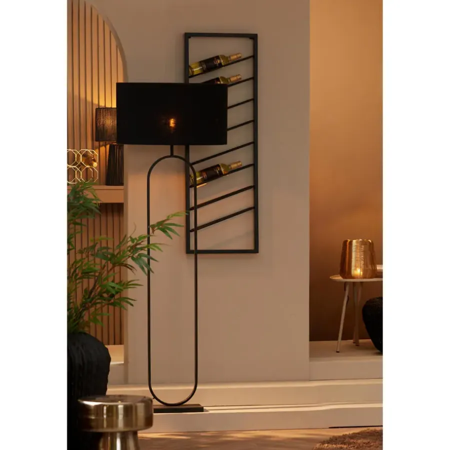 Staande Lampen-Light & Living Vloerlamp Jamiri - Zwart - 30x15x142cm