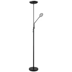 Staande Lampen-Leen Bakker Vloerlamp Luca LED - zwart metaal/glas - 182xØ36 cm