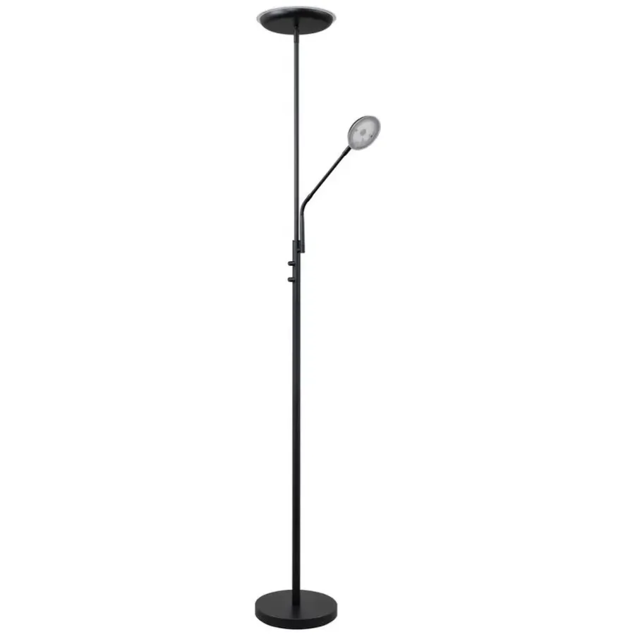 Staande Lampen-Leen Bakker Vloerlamp Luca LED - zwart metaal/glas - 182xØ36 cm