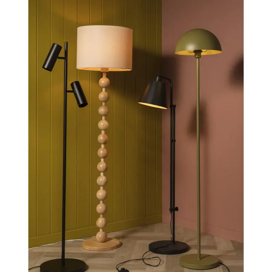 Leen Bakker Vloerlamp Noah - naturel hout - 156xØ40 cm