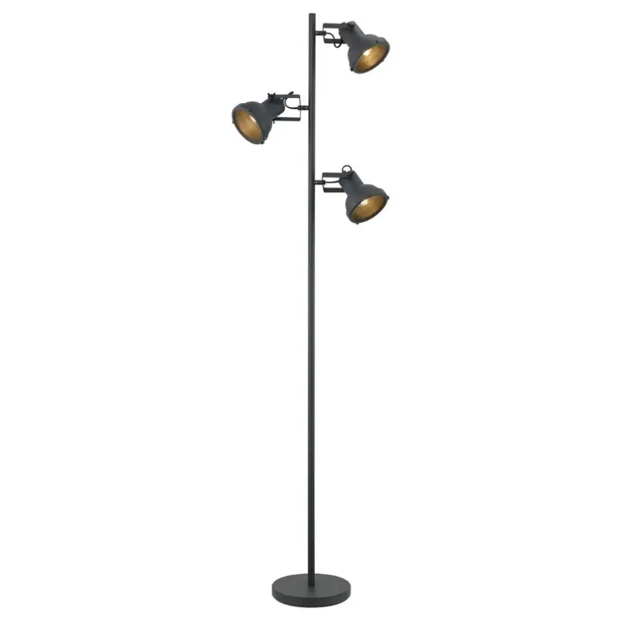 Staande Lampen-Leen Bakker Vloerlamp Riga 3-spot - zwart metaal - 152xØ22 cm
