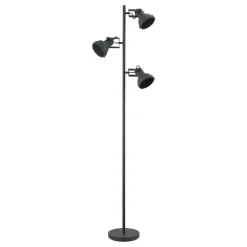 Staande Lampen-Leen Bakker Vloerlamp Riga 3-spot - zwart metaal - 152xØ22 cm
