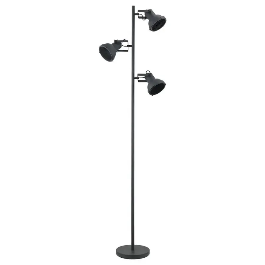 Staande Lampen-Leen Bakker Vloerlamp Riga 3-spot - zwart metaal - 152xØ22 cm