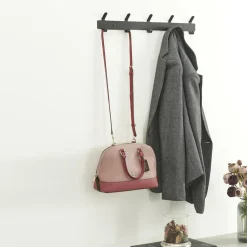 Kapstokken-ACAZA Wand Kapstok in Metaal, Hangende Muurkapstok van 49 cm Lang met 10 Haken, Zwart