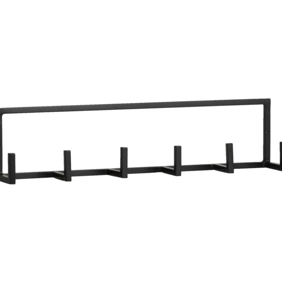 Leen Bakker Wandhaak Aken 6 haaks - zwart - 12x50x8 cm