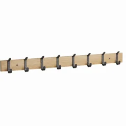 ACAZA Wandkapstok - Kapstok met 8 Zwarte Haken - 88 cm - Lichte Eik