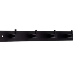 Kapstokken-Merkloos Wandkapstok - zwart - met 4 jashaken - metaal - 4 x 32 cm