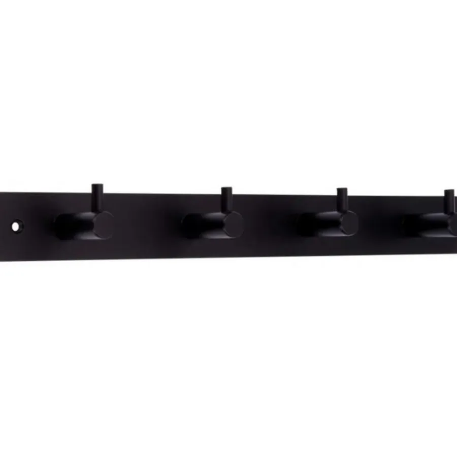 Kapstokken-Merkloos Wandkapstok - zwart - met 4 jashaken - metaal - 4 x 32 cm