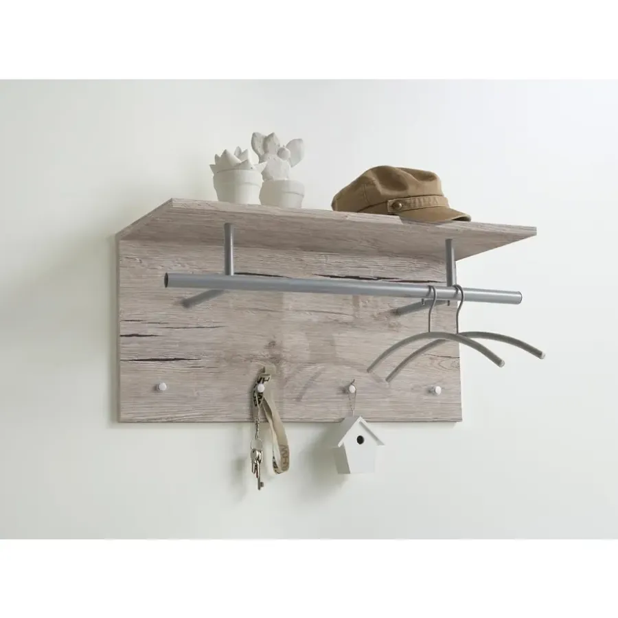 Kapstokken-Leen Bakker Wandkapstok Spot - zand/eikenkleur - 72x35x29,5 cm
