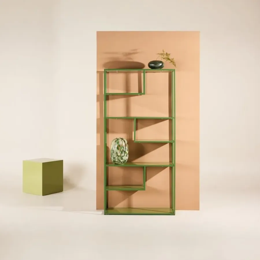 Wandkasten-Fjôrd Wandkast Groen Staal - 85x35x190cm - Staal