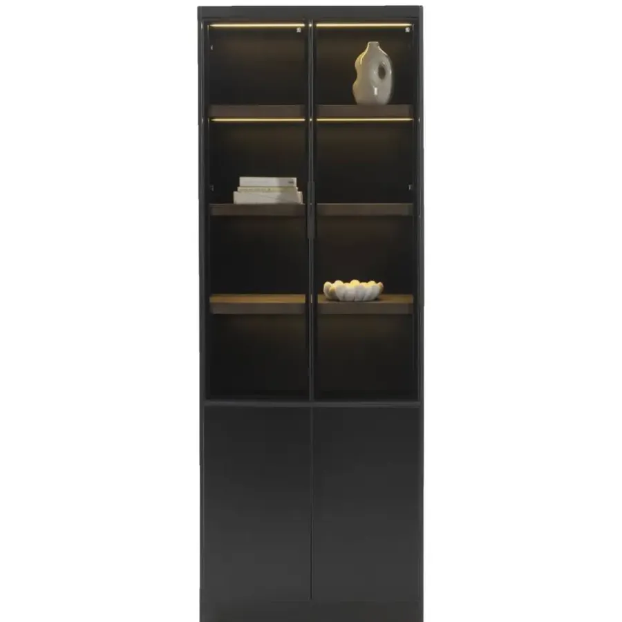 Leen Bakker Wandkast Virgil - zwart - 220x80x40 cm