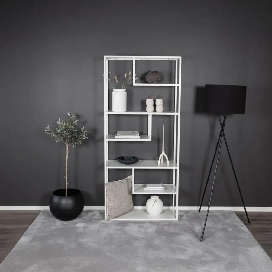 Fjôrd Wandkast Wit Staal - 85x35x190cm - Staal
