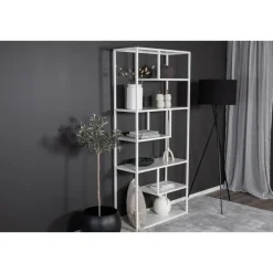 Fjôrd Wandkast Wit Staal - 85x35x190cm - Staal