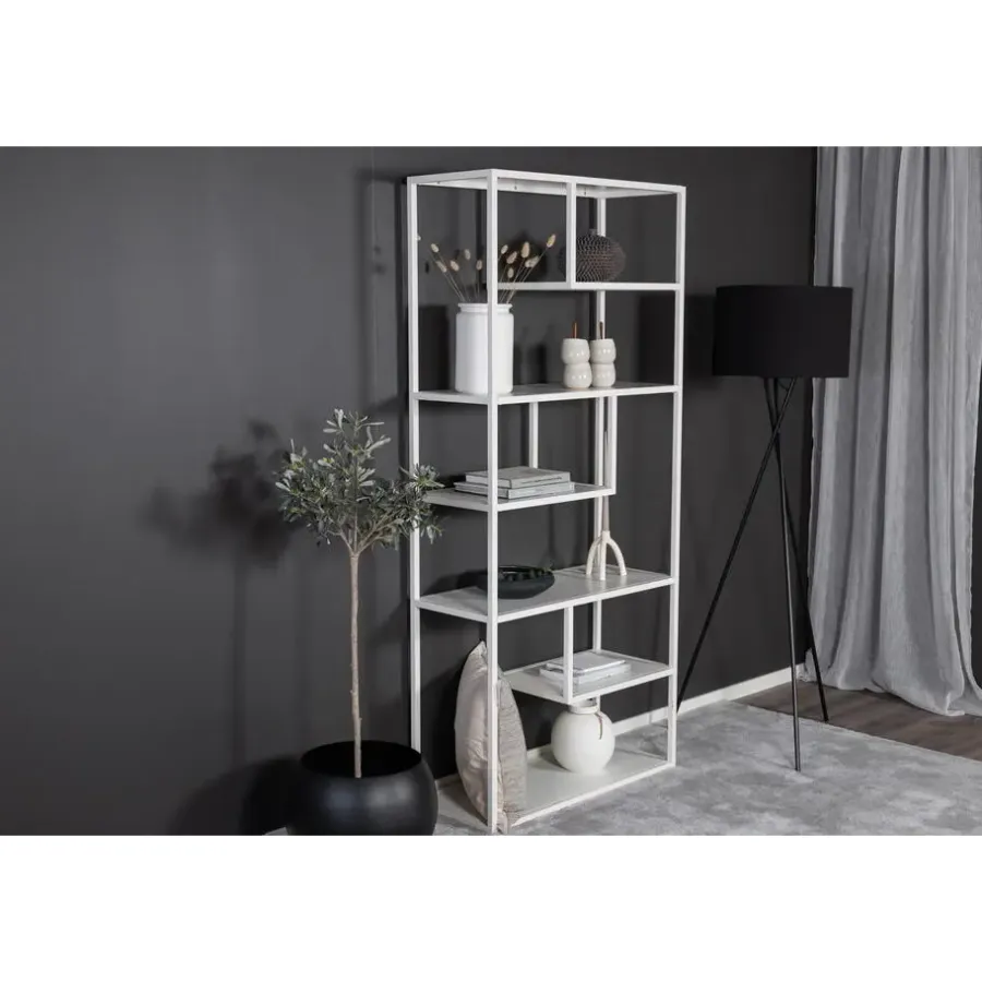 Fjôrd Wandkast Wit Staal - 85x35x190cm - Staal
