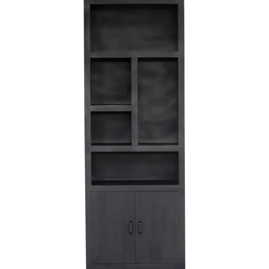 Wandkasten-Giga Meubel Wandkast Zwart - 80x45x220cm - Kast Xander