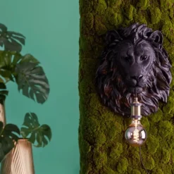 Light & Living Wandlamp Lion - Zwart - 33.5x19x40.5cm