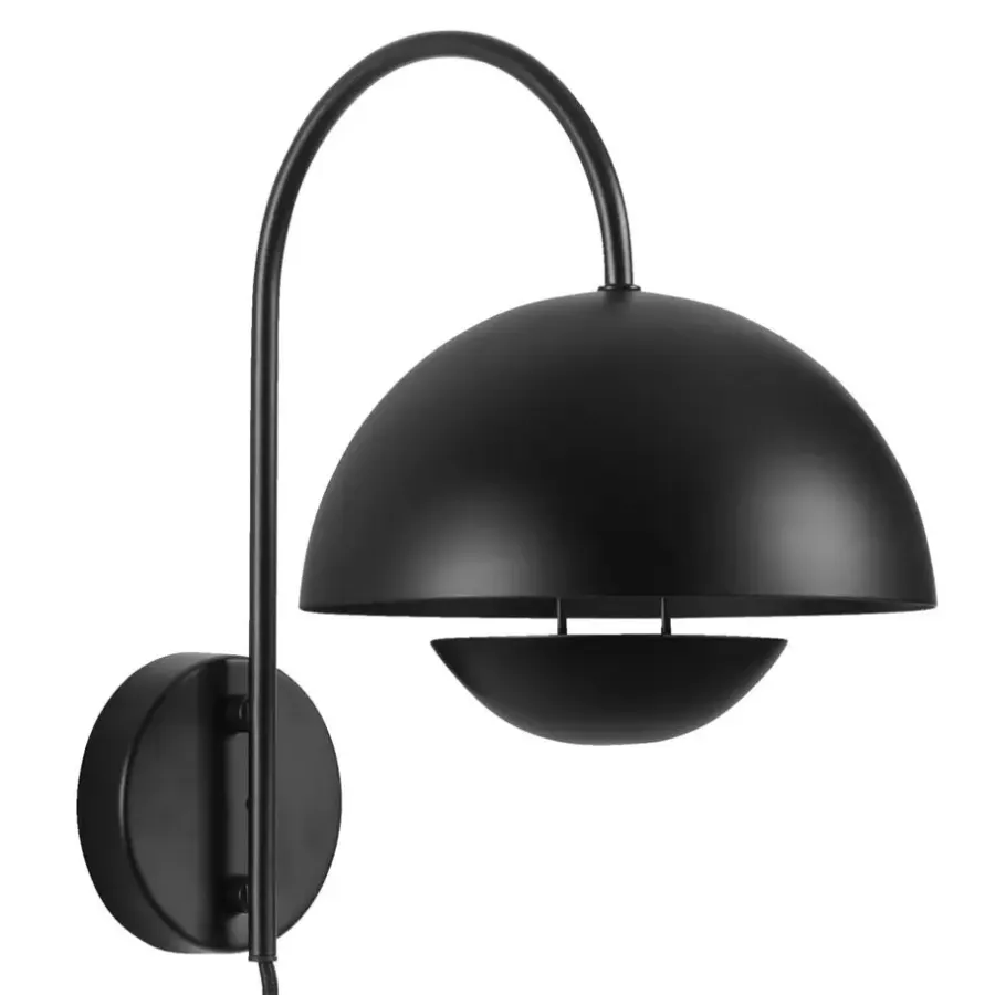 Wandlampen-Leen Bakker Wandlamp Yuki E27 - zwart metaal - 30x30x20 cm