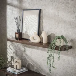 Wandplanken-Giga Living Wandplank Bruin Acaciahout - 120x20x4cm - Carve