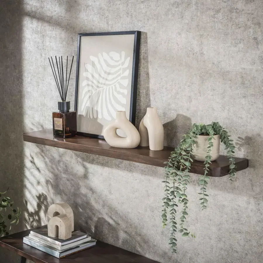 Wandplanken-Giga Living Wandplank Bruin Acaciahout - 120x20x4cm - Carve