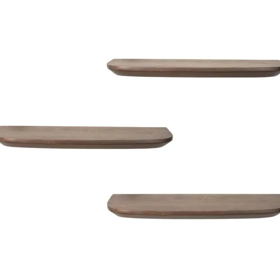 StarFurn Wandplank Bruin Hout - Set van 3 - 60x20x15cm - Gusta
