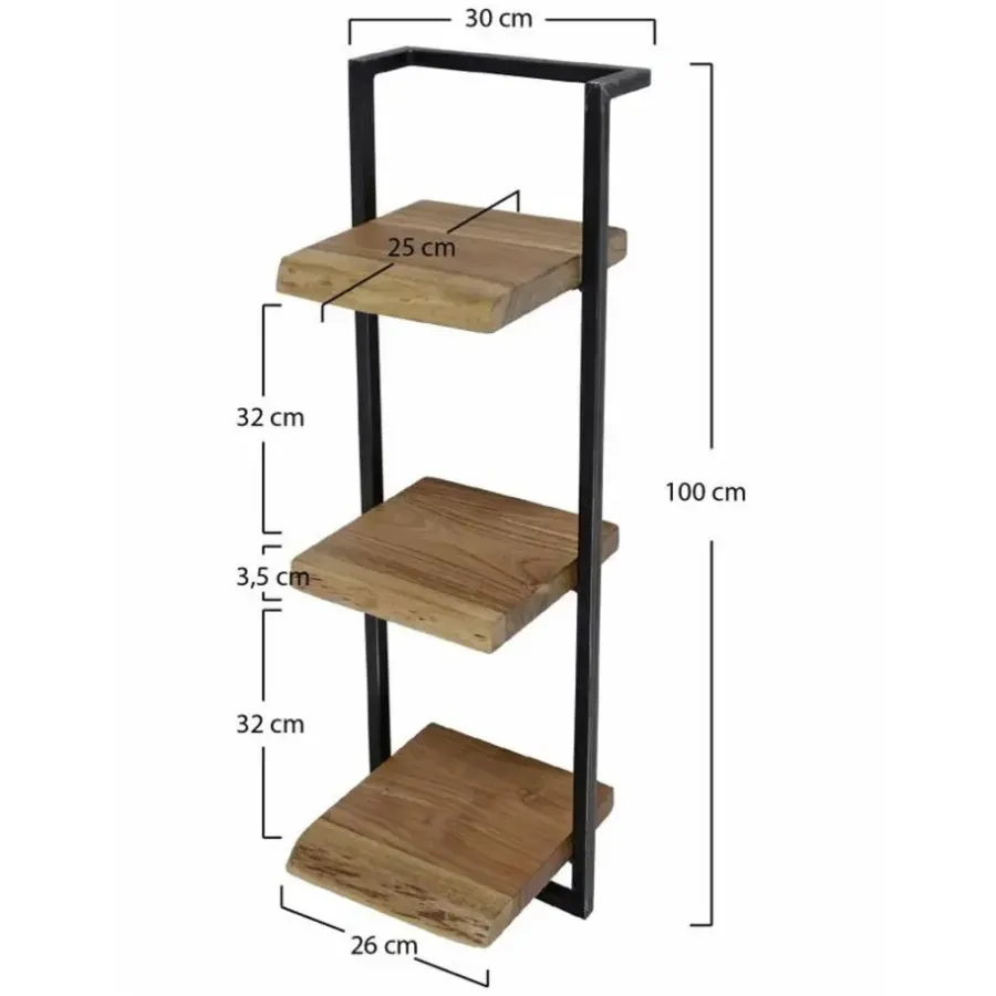 Wandplanken-Giga Living Wandplank Edge 100cm - Acaciahout & Metaal