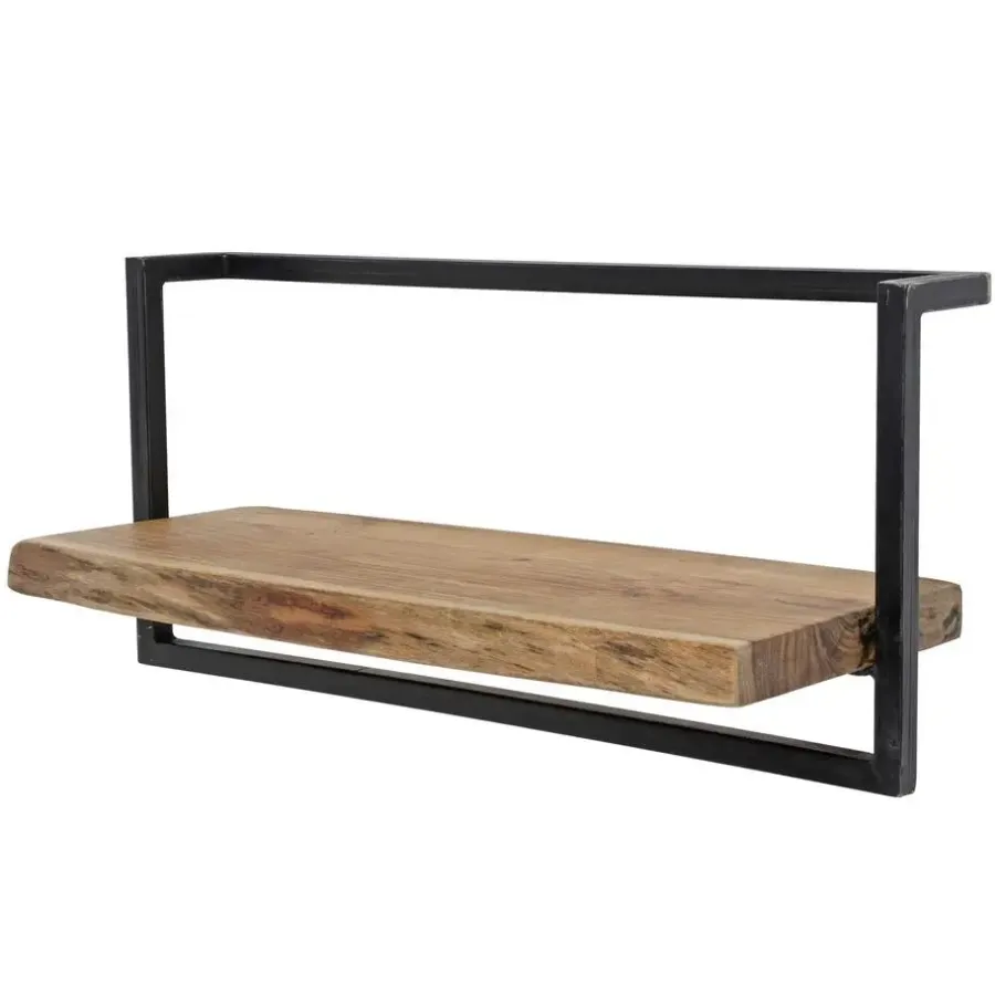 Wandplanken-Giga Living Wandplank Edge 65x25x30cm - Acaciahout & Metaal