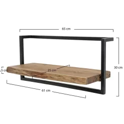 Wandplanken-Giga Living Wandplank Edge 65x25x30cm - Acaciahout & Metaal