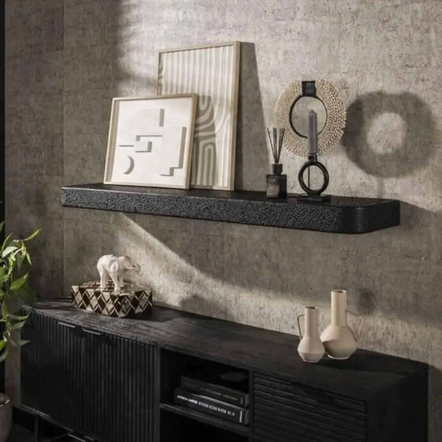 Giga Living Wandplank Grijs Metaal - 150x29x8cm - Metallic
