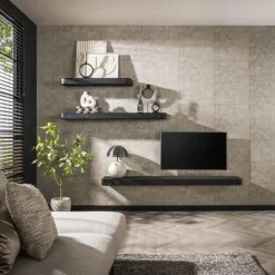 Giga Living Wandplank Grijs Metaal - 150x29x8cm - Metallic
