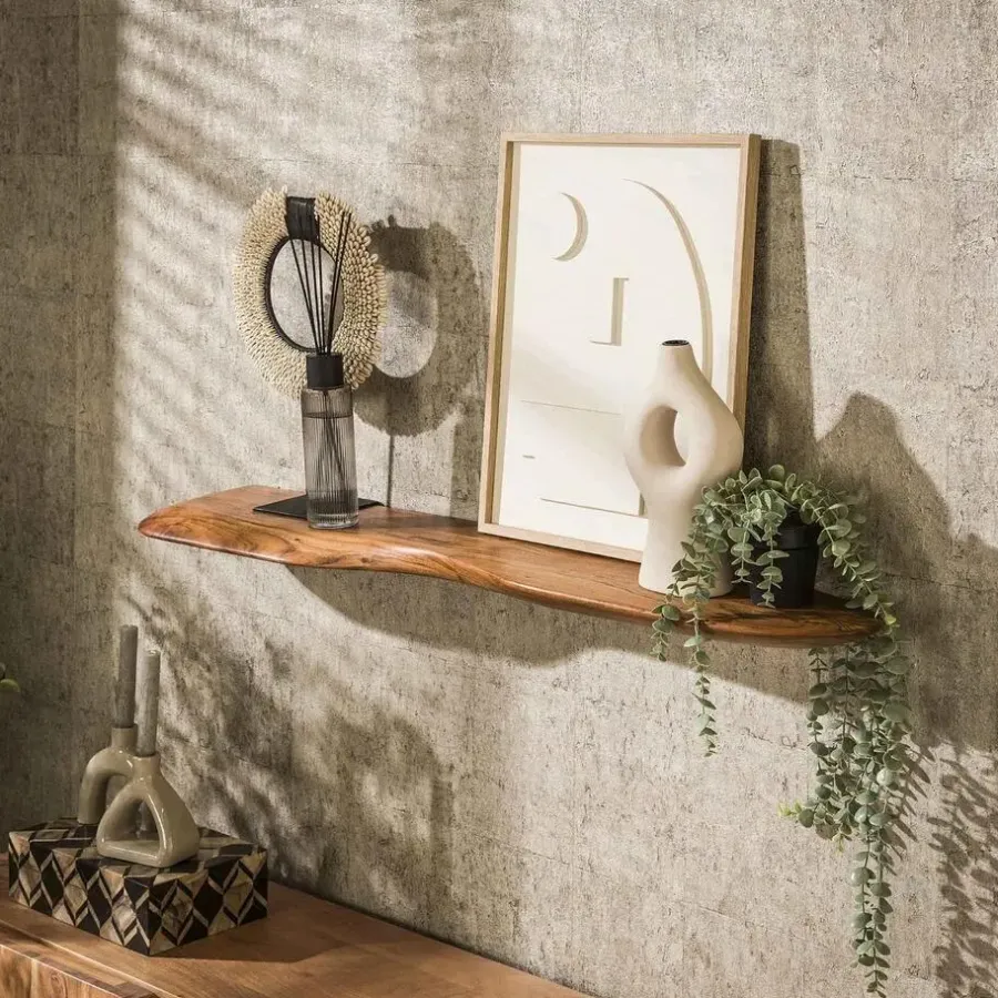 Giga Living Wandplank Naturel Acaciahout - 120x20x4cm - Organic