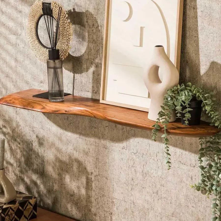 Wandrekken-Leen Bakker Wandplank Oranja 120 cm-massief acacia