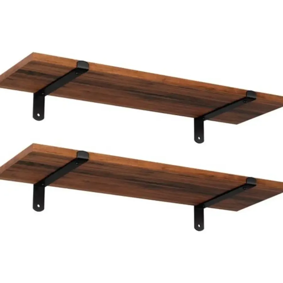 Parya Home Wandplank, set van 2, 60 x 20 x 7 cm, zwevende plank, bruin-zwart