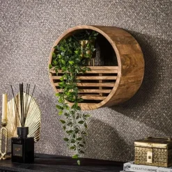 Wandrekken-Emob Wandplank Wes ø40cm x25cm-zandkleurig mangohout