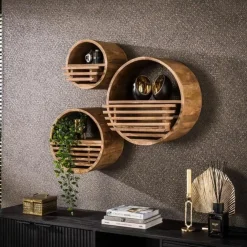 Wandrekken-Emob Wandplank Wes ø40cm x25cm-zandkleurig mangohout