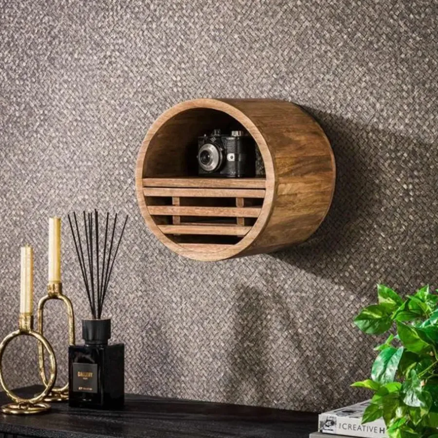 Emob Wandplank Wes ø30x25 cm-zandkleurig mangohout