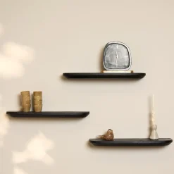 StarFurn Wandplank Zwart - Set van 3 - 60x20x15cm - Gusta