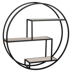House Nordic Wandplank Zwart Ø62cm - Metaal & Hout - Wandplank Rotterdam