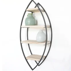 IVOL Wandrek ovaal met 4 houten plankjes - 26x60 cm