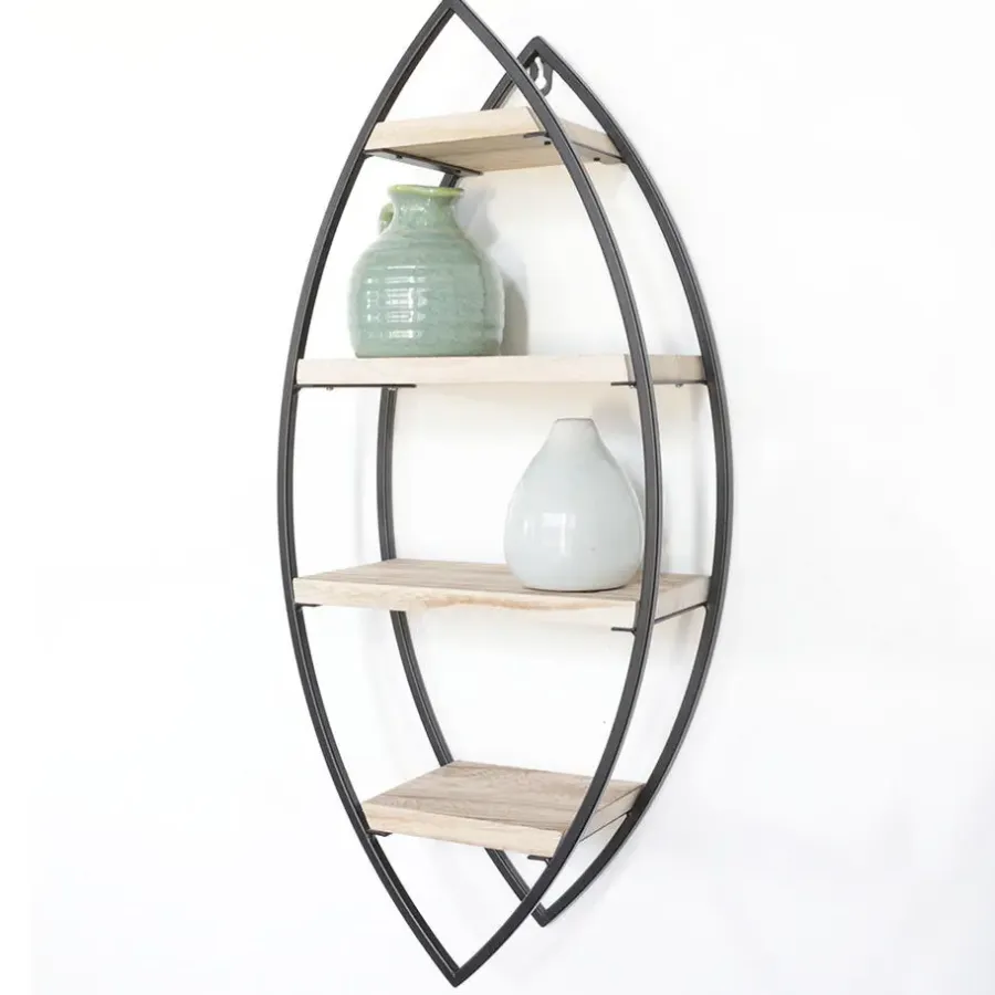 IVOL Wandrek ovaal met 4 houten plankjes - 26x60 cm