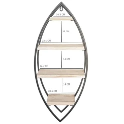 IVOL Wandrek ovaal met 4 houten plankjes - 36x80cm
