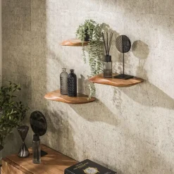 Giga Living Wandschap Acaciahout - Set van 3 - 50x20x4cm - Organic