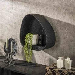 Giga Living Wandschap Grijs Metaal - 42x21x45cm - Metallic Driehoek