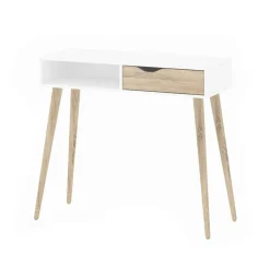 Leen Bakker Wandtafel Delta - wit/eikenkleur - 89,9x103,5x43,5 cm