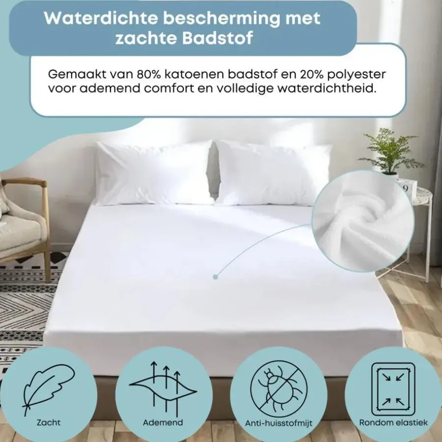 Matrasbeschermers En Moltons-Zavelo Waterdichte Matrasbeschermer Topper Hoeslaken Badstof-Lits-jumeaux (180x210 cm)