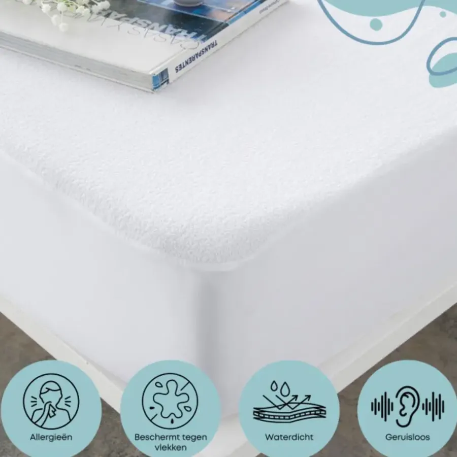 Zavelo Waterdichte Matrasbeschermer Splittopper Hoeslaken Badstof-Lits-jumeaux (180x...