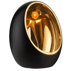 Kandelaars En Windlichten-Leen Bakker Waxinelichthouder Brygge - Matzwart/Goud - 15xØ11,5 cm