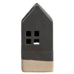 Kandelaars En Windlichten-Leen Bakker Waxinelichthouder Huis - antraciet - 20x9x7 cm
